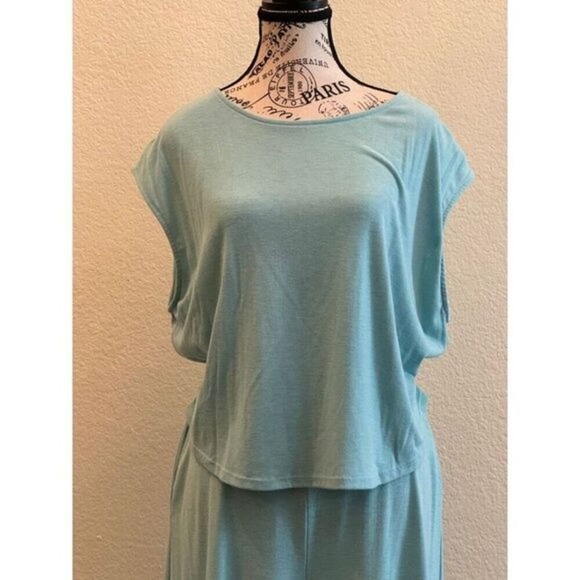 Teal Deep V-Back Wide Leg‎ Jumpsuit | Bucketlist | Large | NWT | SKU127 - Picture 7 of 11